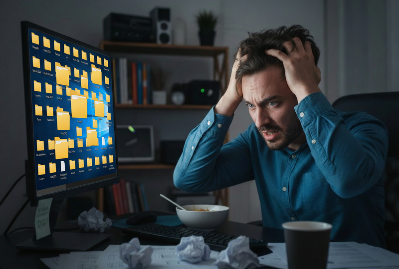   Persona disperata alla ricerca di files 