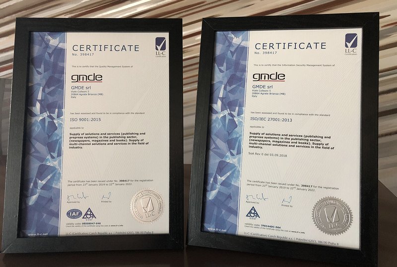   GMDE certificata ISO 9001 e 27001 