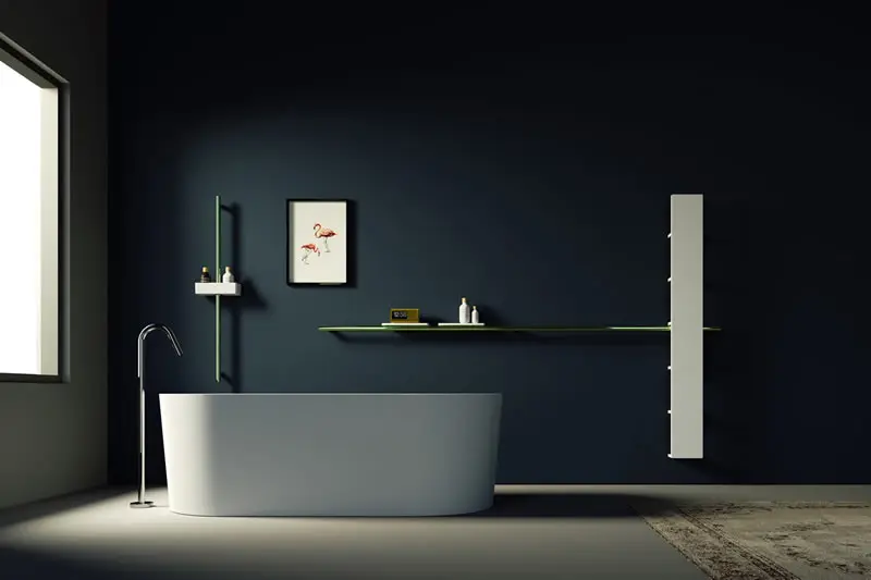 Bagno Ponte Giulio nero con sanitari bianchi