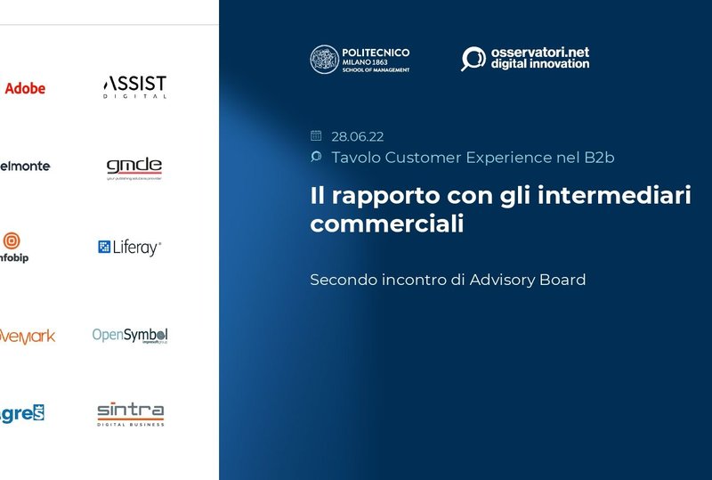   Cx nel B2B Advisory Board: Rapporto con gli intermediari commerciali  