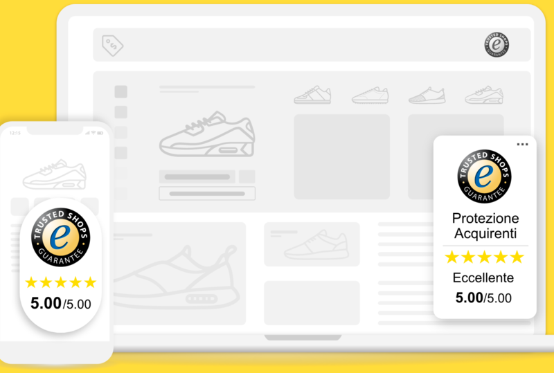   Mockup computer e mobile phone sito di Trusted Shops per la news 